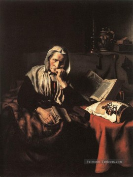 Vieille femme somnolant Baroque Nicolaes Maes Peinture à l'huile